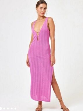 l*space Pink Knit Maxi Swim Coverup Dress